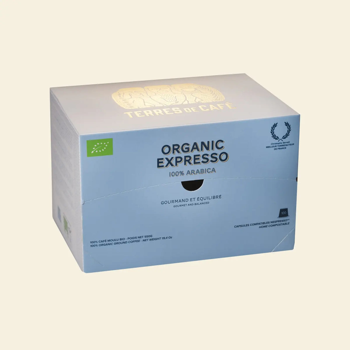 Capsules Home-Compostable Organic Expresso Bio x 100