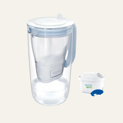 Carafe en verre bleu - 1 filtre à eau - Brita